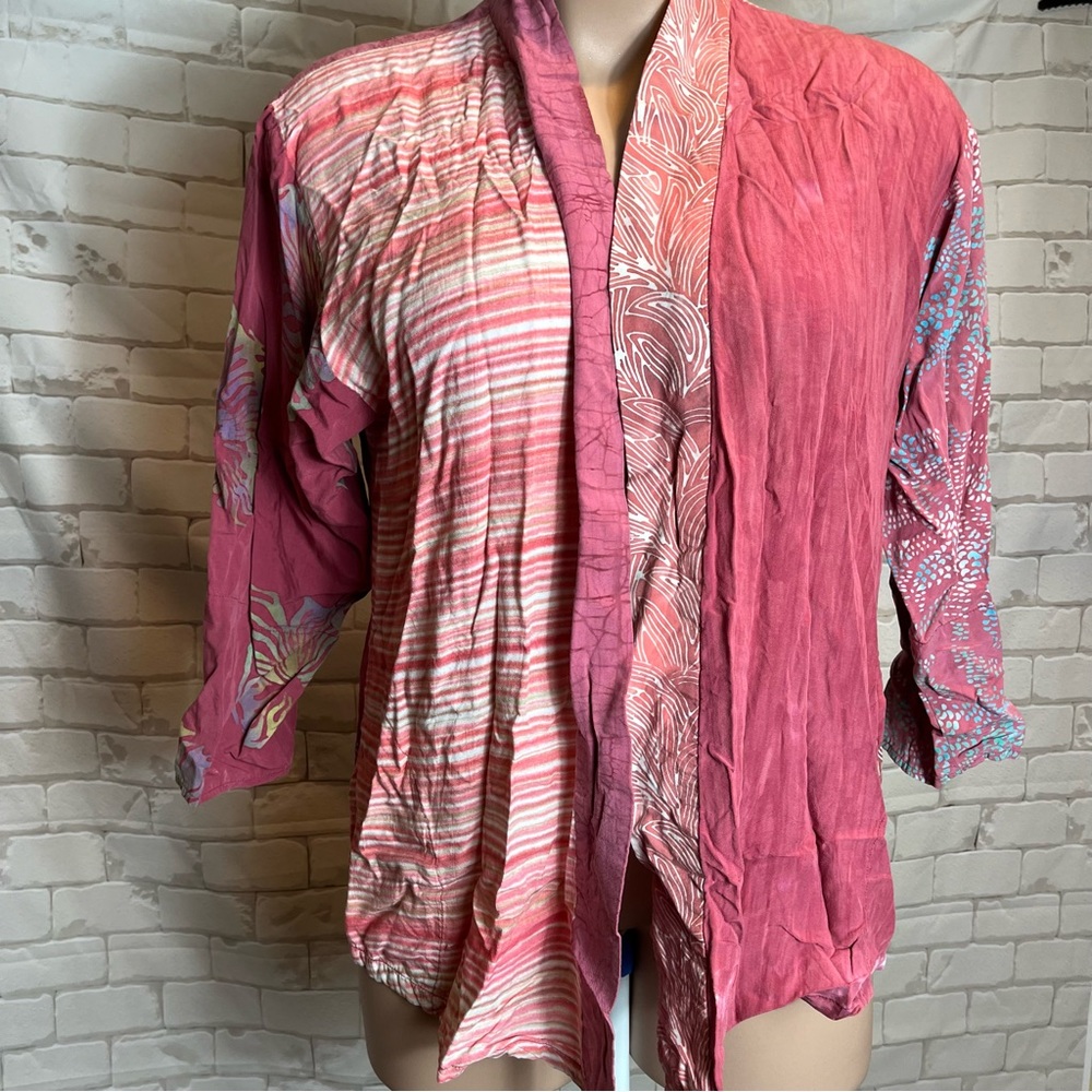 WILD THING OF SAN FRANCISCO WILD WOMAN Patchwork Rayon Cardigan L/XL Chico